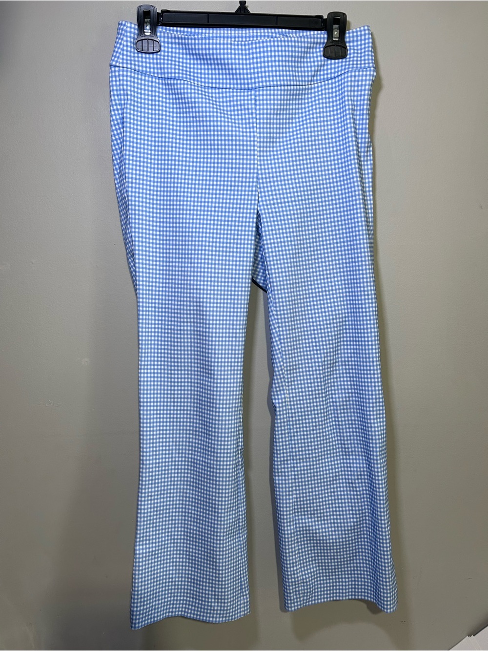 J.McLaughlin Gingham Ankle Pants Blue White Pull On Size 4